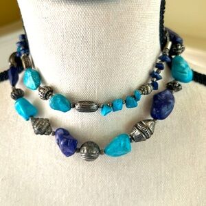 ZARA stunning long Turquoise & antique silver necklace🔥🔥🔥